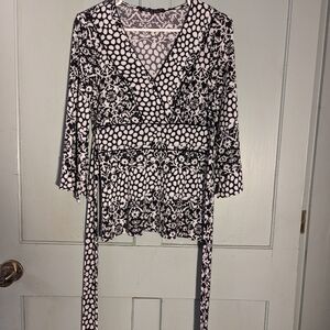 🖤 Violet & Claire New York blouse feminine white design Baby Doll tie umpire M